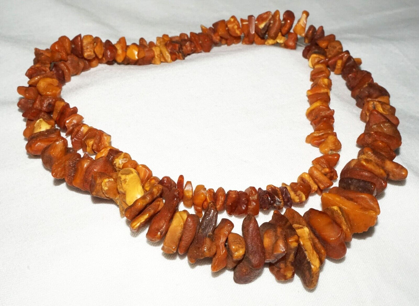 Vintage European Amber Chunk Graduated Bead Necklace (ShI)