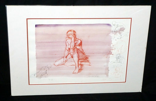 Hawaii Conte Color Wash Drawing Painting Female Nude by Snowden Hodges (Sho)