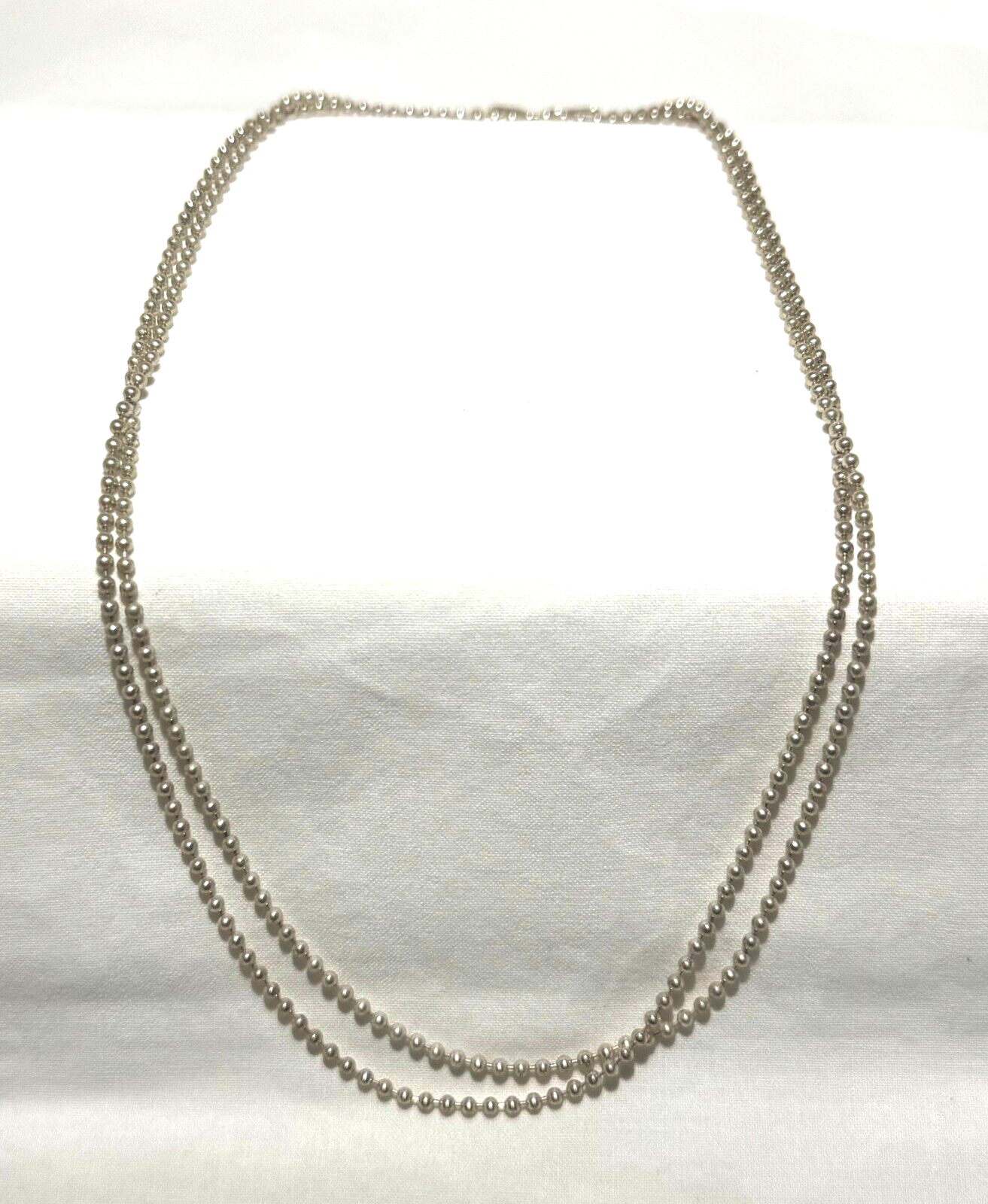 Italian Sterling Silver 925 Bead Necklace 29.5" w Spring Clasp (KiL)24