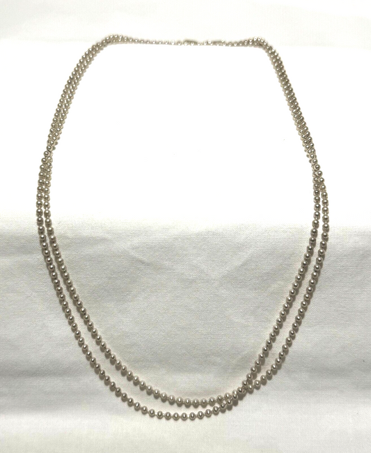 Italian Sterling Silver 925 Bead Necklace 29.5" w Spring Clasp (KiL)24