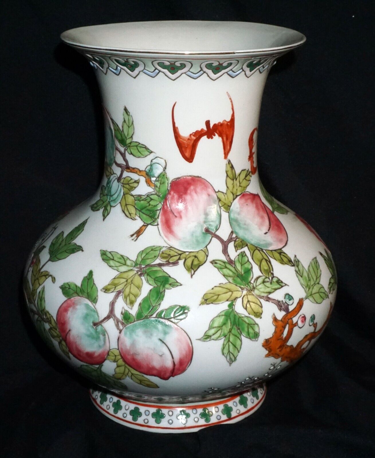 Chinese Pottery Vase w Peach Branch Motif in Enamels w. Yongzheng Mark (ChT) IC