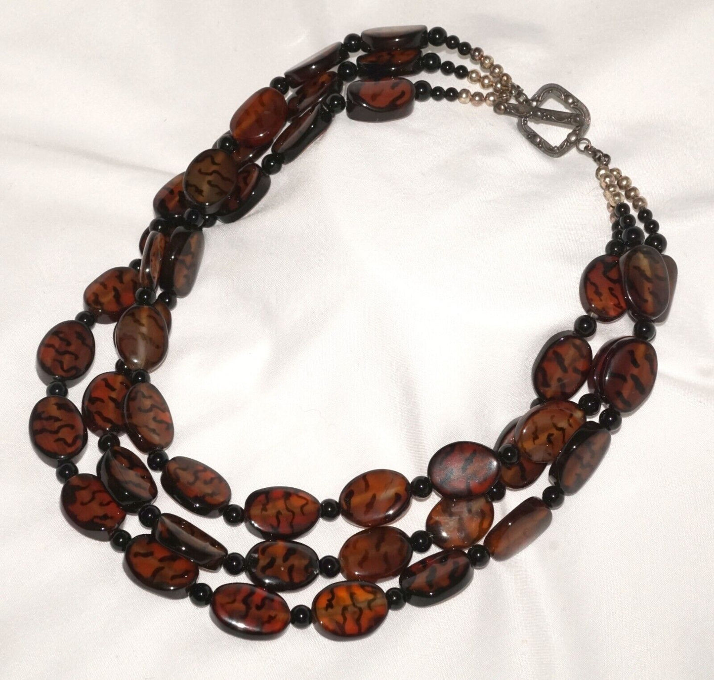 Tortoise Shell Glass Beaded Chunky Necklace (MaM)3