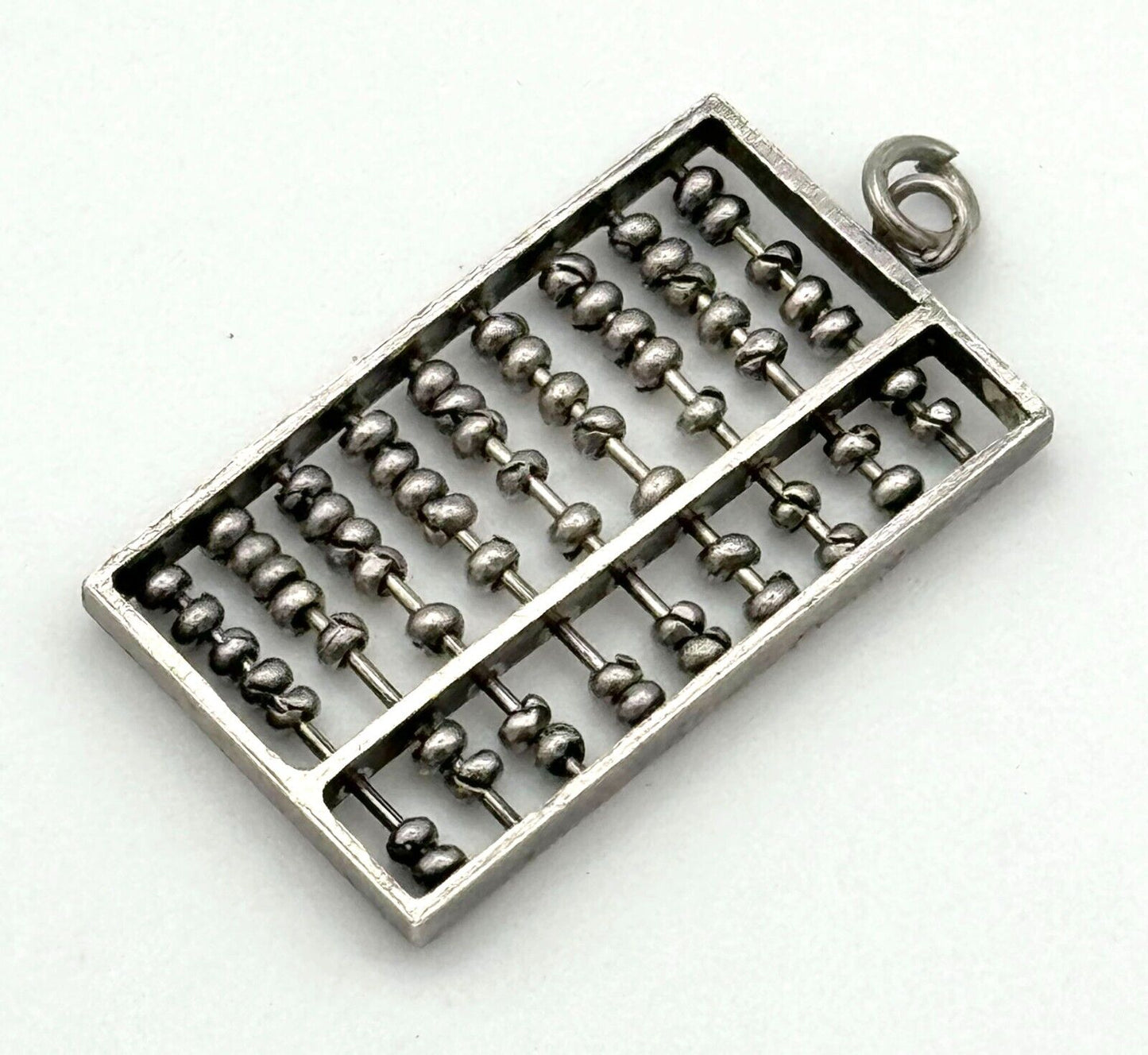 Vintage Silver Tiny Abacus Charm Calculator Pendant (HoJ)