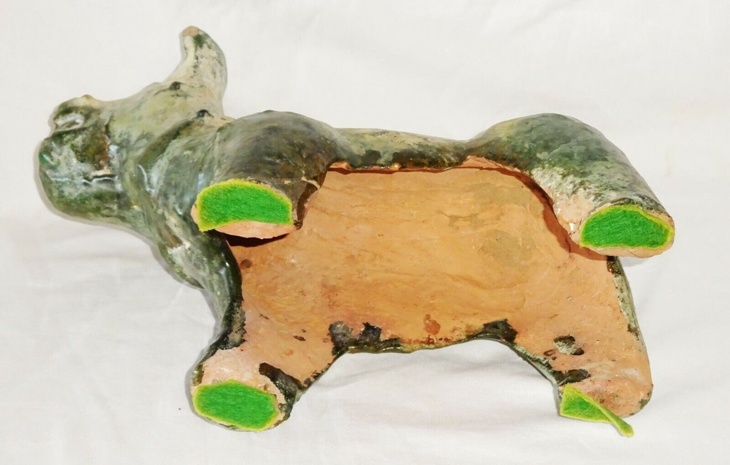 2000 Year Old Chinese Han Green Glaze Mortuary Figure Stout Dog Sculpture (DaM)