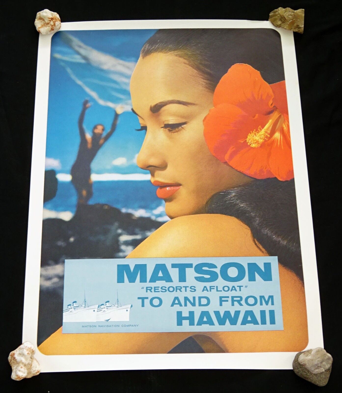 1960s Original Hawaii Matson Resorts Afloat to & from Hawaii Poster (HoT)#50