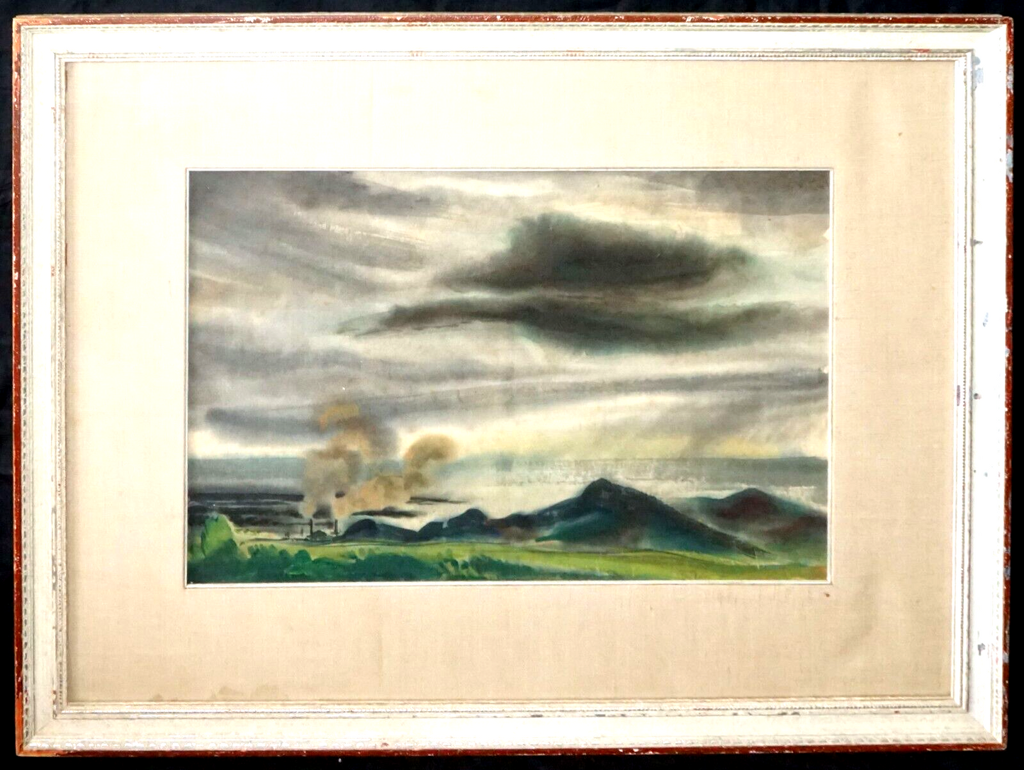 1939 Hawaii Watercolor Painting Suger Cane Plantation by Ben Norris (PeN)