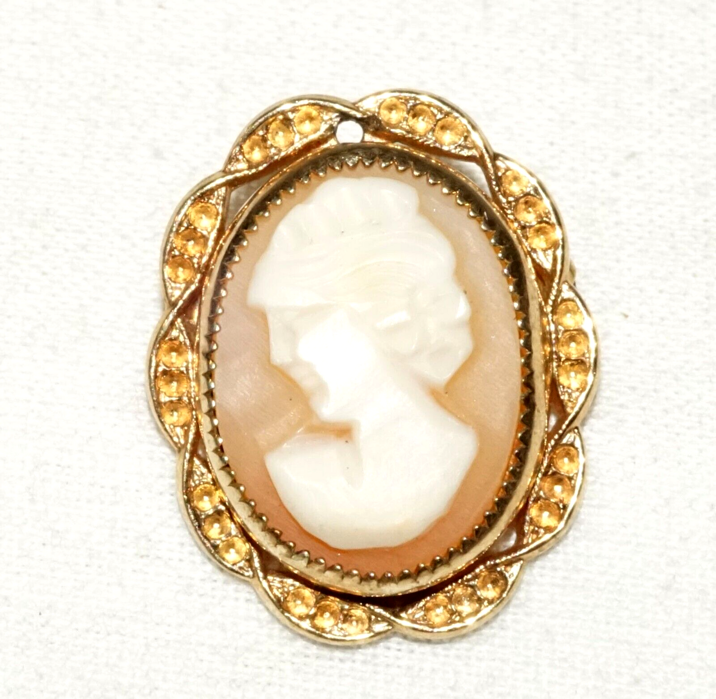 Vintage Gold Plated Shell Cameo w. Woman's Bust Motif (GoB) #10