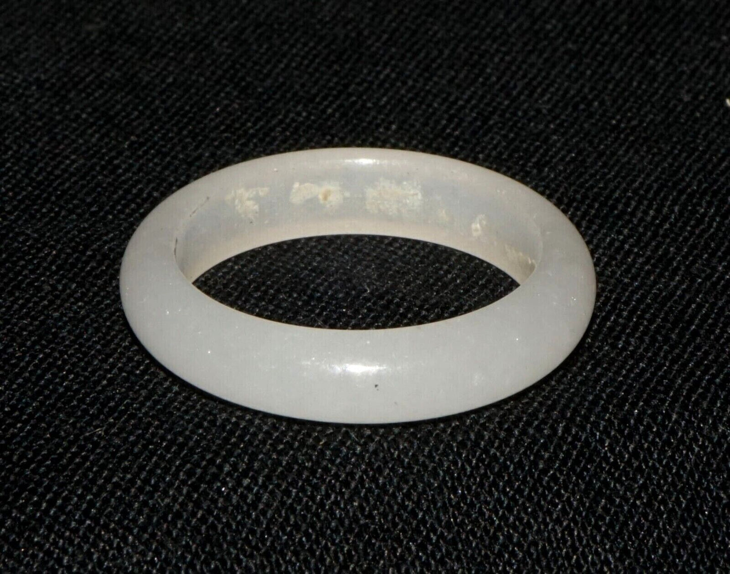 Vintage Chinese Semi Translucent White Jadeite Jade Ring Sz.7 (LeS) R8