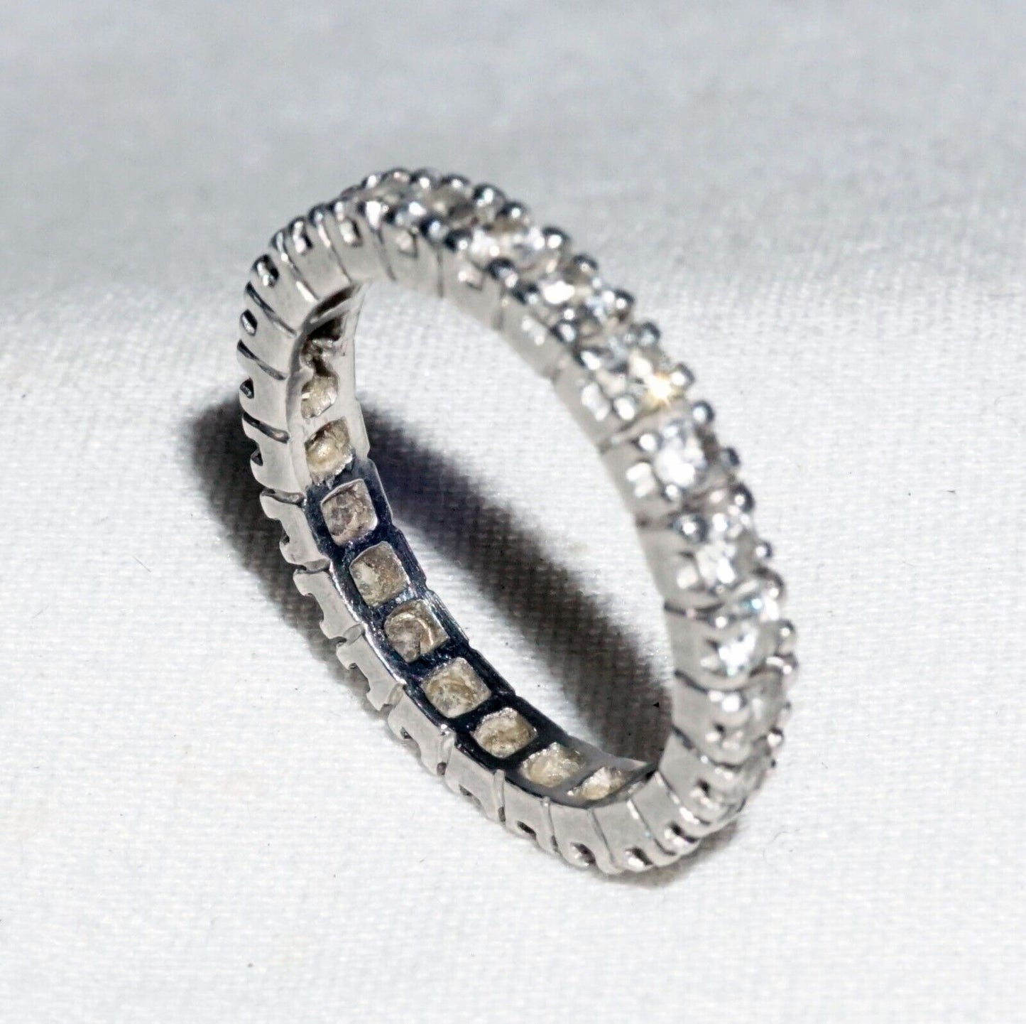 Vintage Platinum Full Eternity Wedding Band Ring Sz.5.25 w. 24x Diamonds (---)