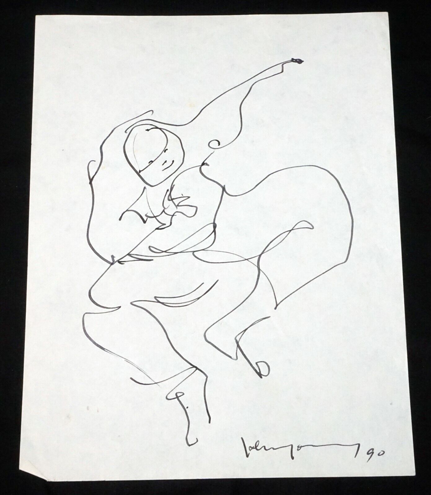 '90 Chinese Hawaii Drawing "Dancer" by John Chin Young (1909 - 1997)(SaJ)12