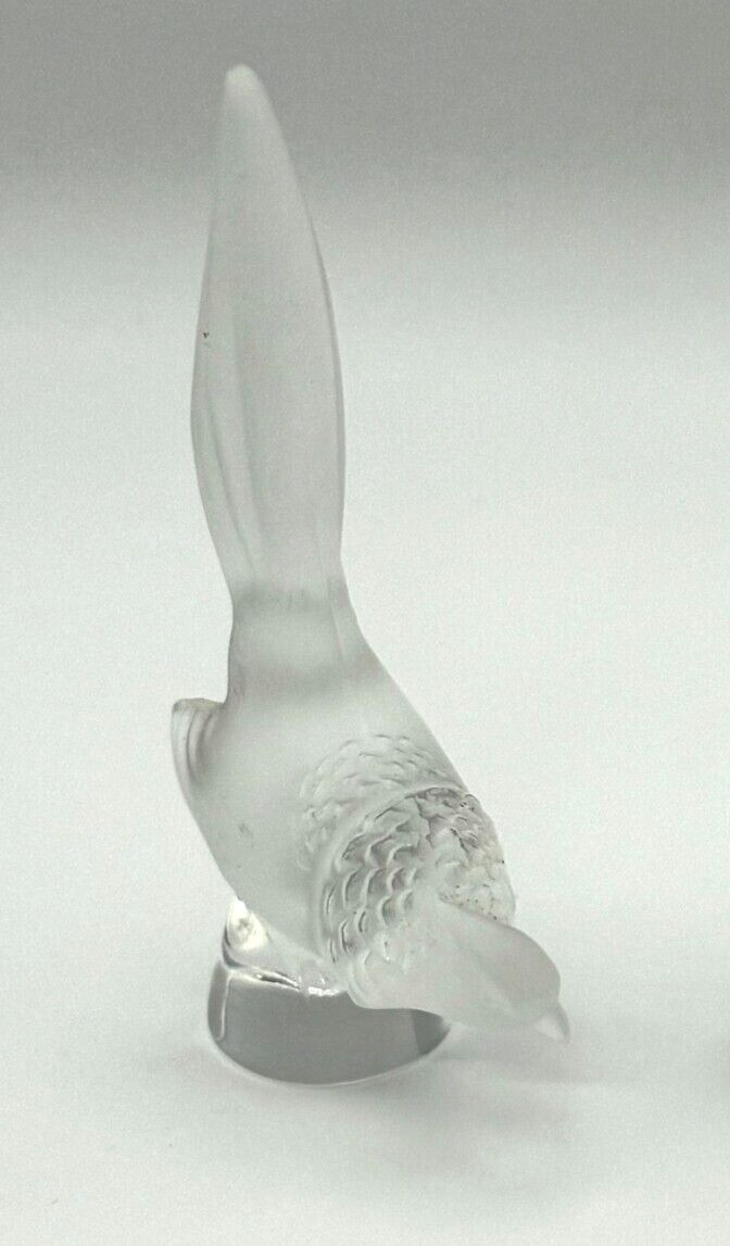 Vintage French Frosted Crystal Lalique Pheasant Figurine 3.75" (TuC)