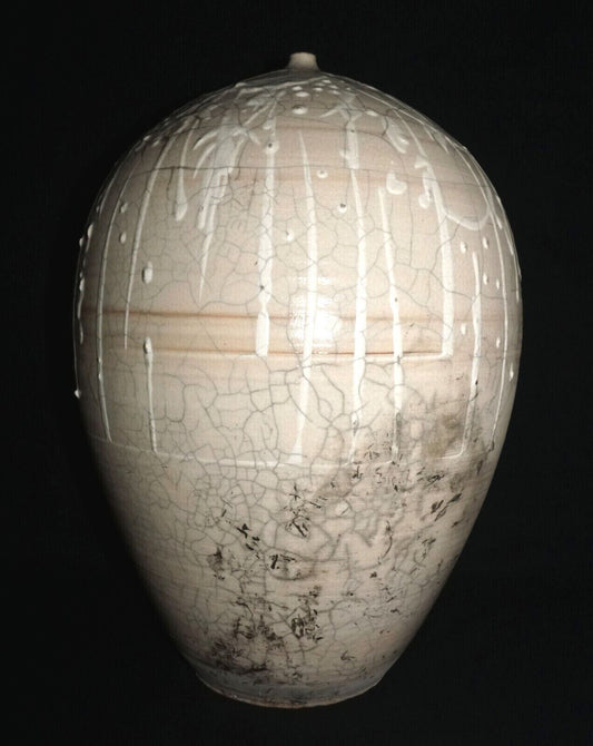 Vintage Hawaii Crackled White Glaze Pottery Sculpture by David Kuraoka (OdC)