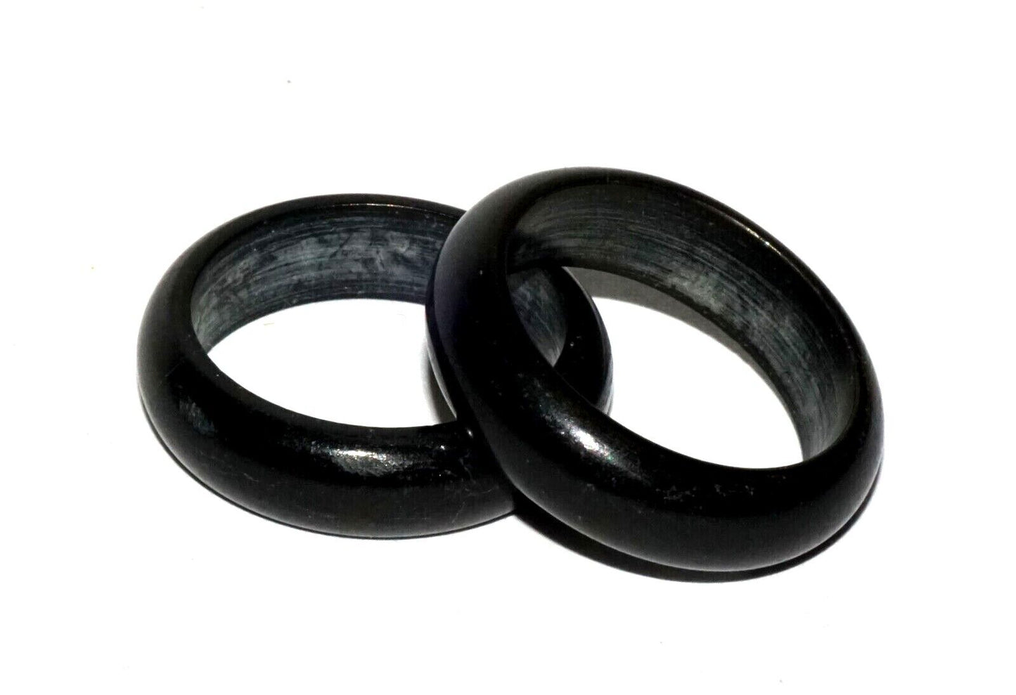 2Pc Vintage Chinese Black Onyx Rings Sz.8 (LeS) R17