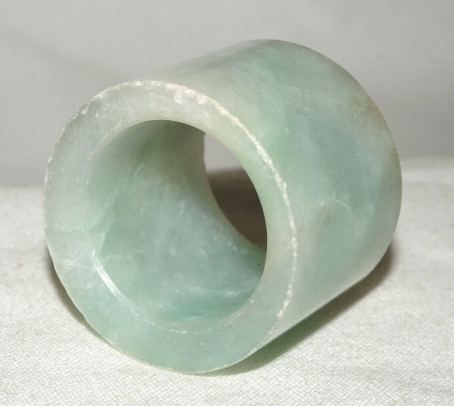 Antique Chinese Well Worn Blue Green Jadeite Jade Archers Ring Sz.12.25 (Les)L21