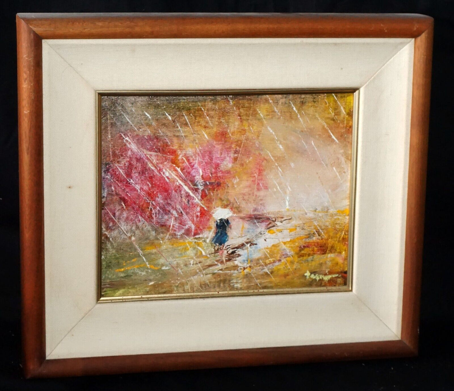 1980s Hawaii Koa Framed Oil Painting "Sunshine & Rain"by Hiroshi Tagami (McA)