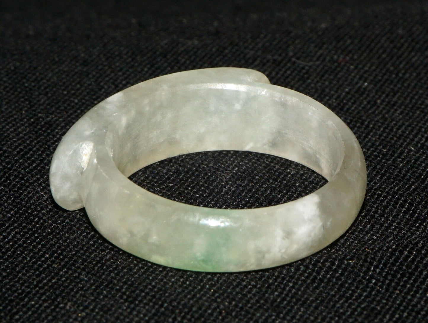 Vintage Chinese Semi Translucent Grey Green Jadeite Jade Saddle Ring Sz.8 (OdC)