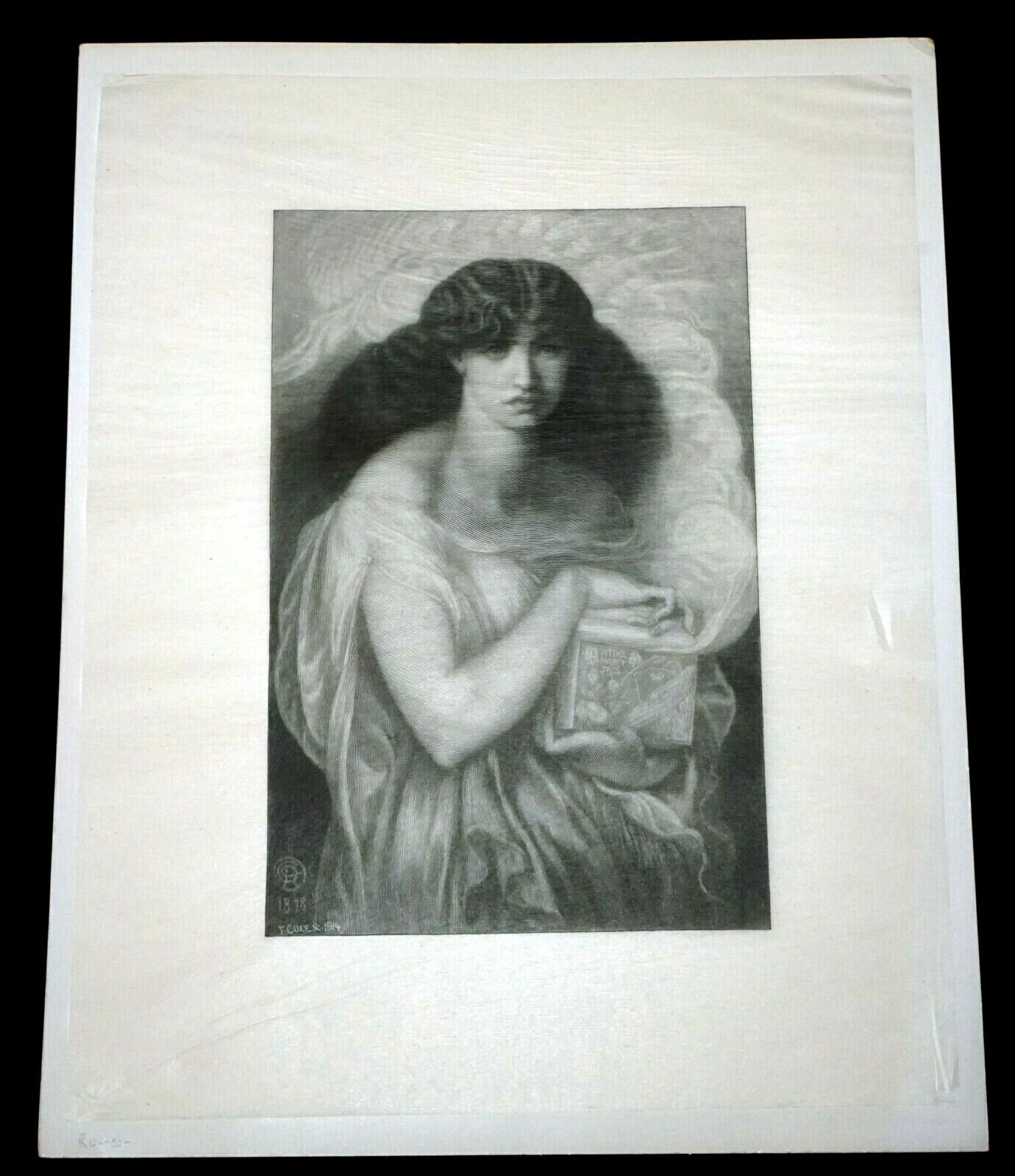 1914 UK Print "Pandora" by Timothy Cole after Dante Gabriel Rossetti (1878)(SaJ