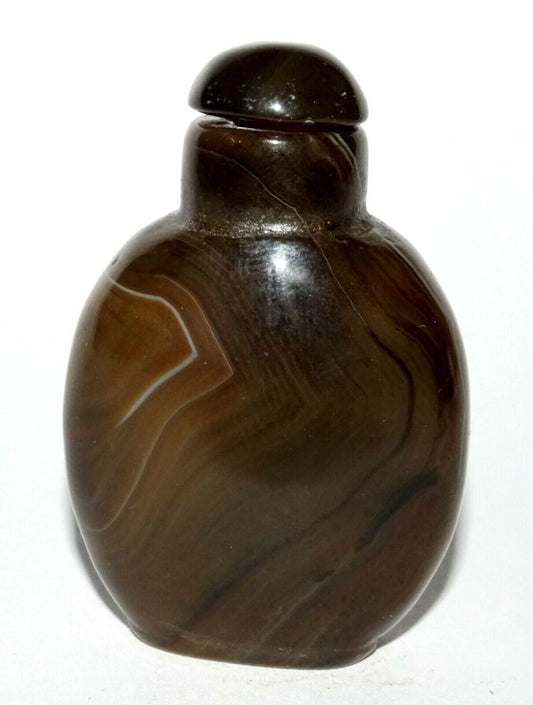 Vintage Chinese Dark Agate Snuff Bottle w. Matching Stopper (LeS) G1