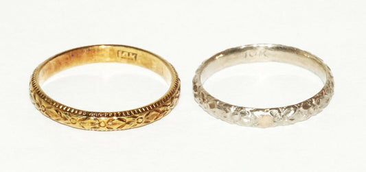 2Pc Antique US 14k/10K Yellow & White Gold Mini Rings Sz 0.25 & Smaller (HaL)#8