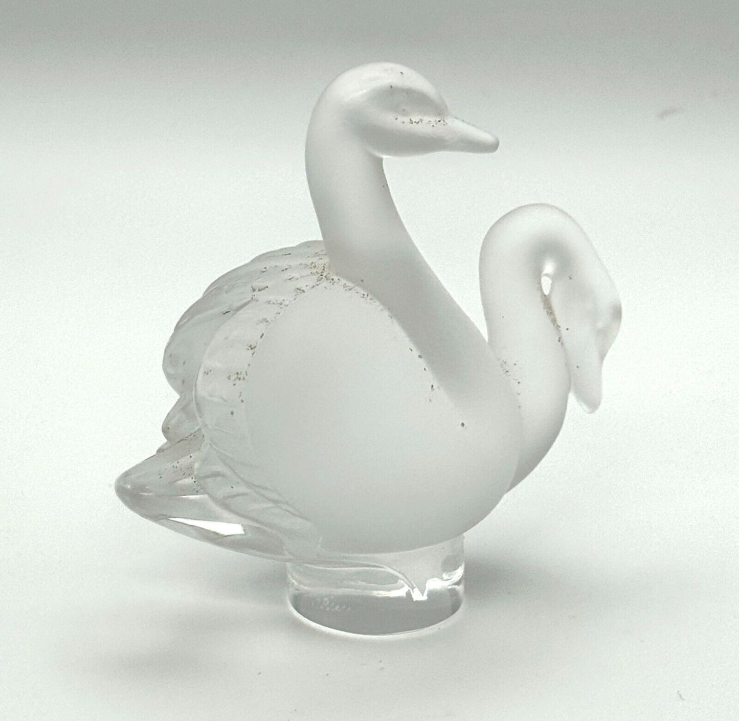 Vintage French Frosted Crystal Lalique Double Swan Figurine 3.14" (TuC)