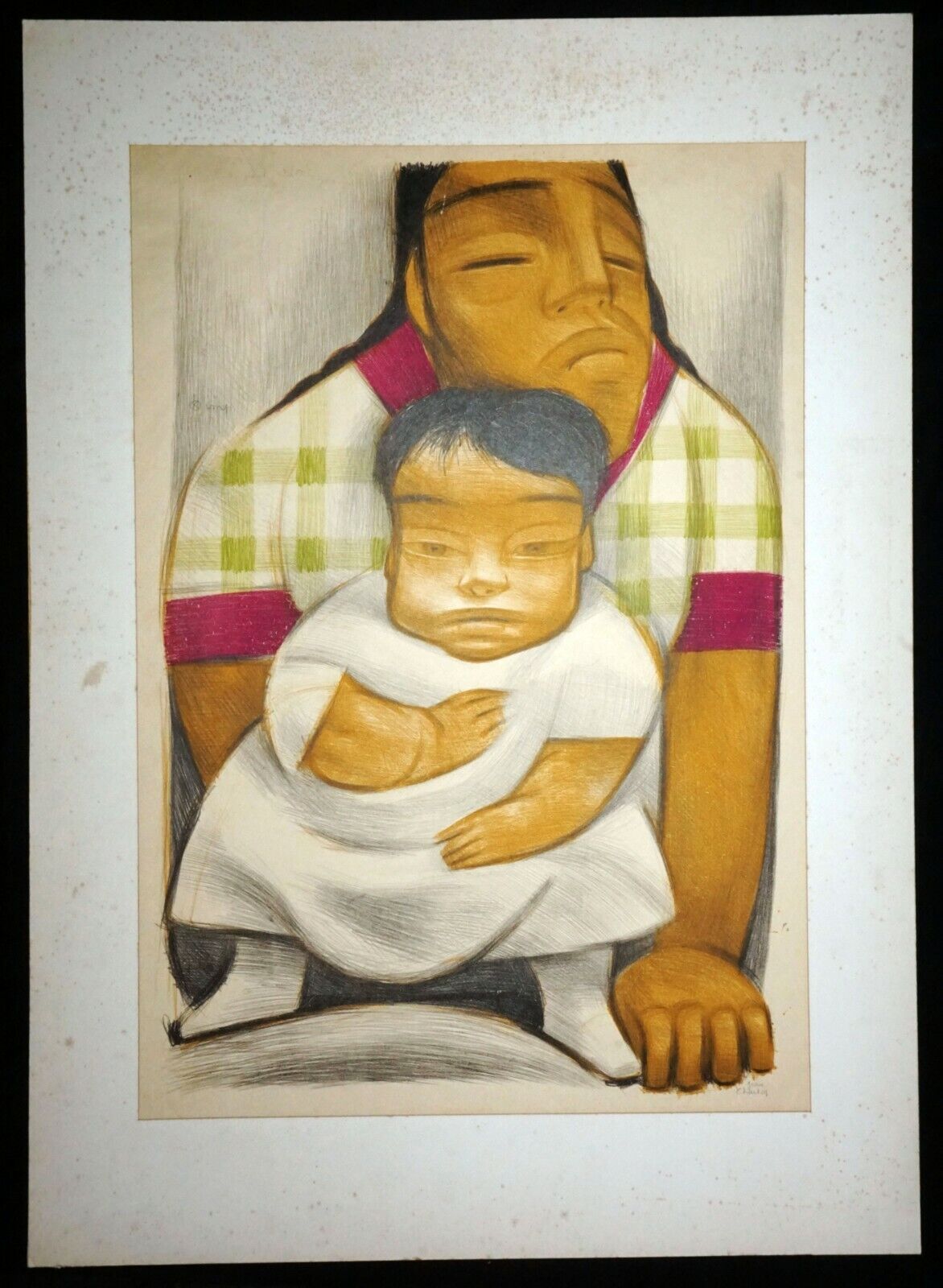 1934 Mexican Modernist Giant Print "Mother & Child" by Jean Charlot (Mod)