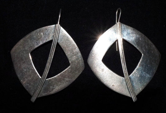 Hawaii Modernist Square & Bar Motif Sterling Silver Earrings Stephen Geritz (WoJ