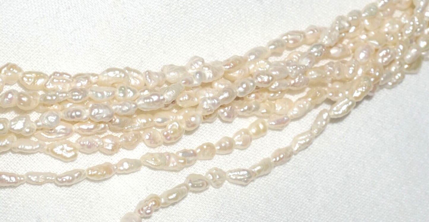 Vintage 14k Yellow Gold set 8x Strand Freshwater Pearl Necklace (BrM)