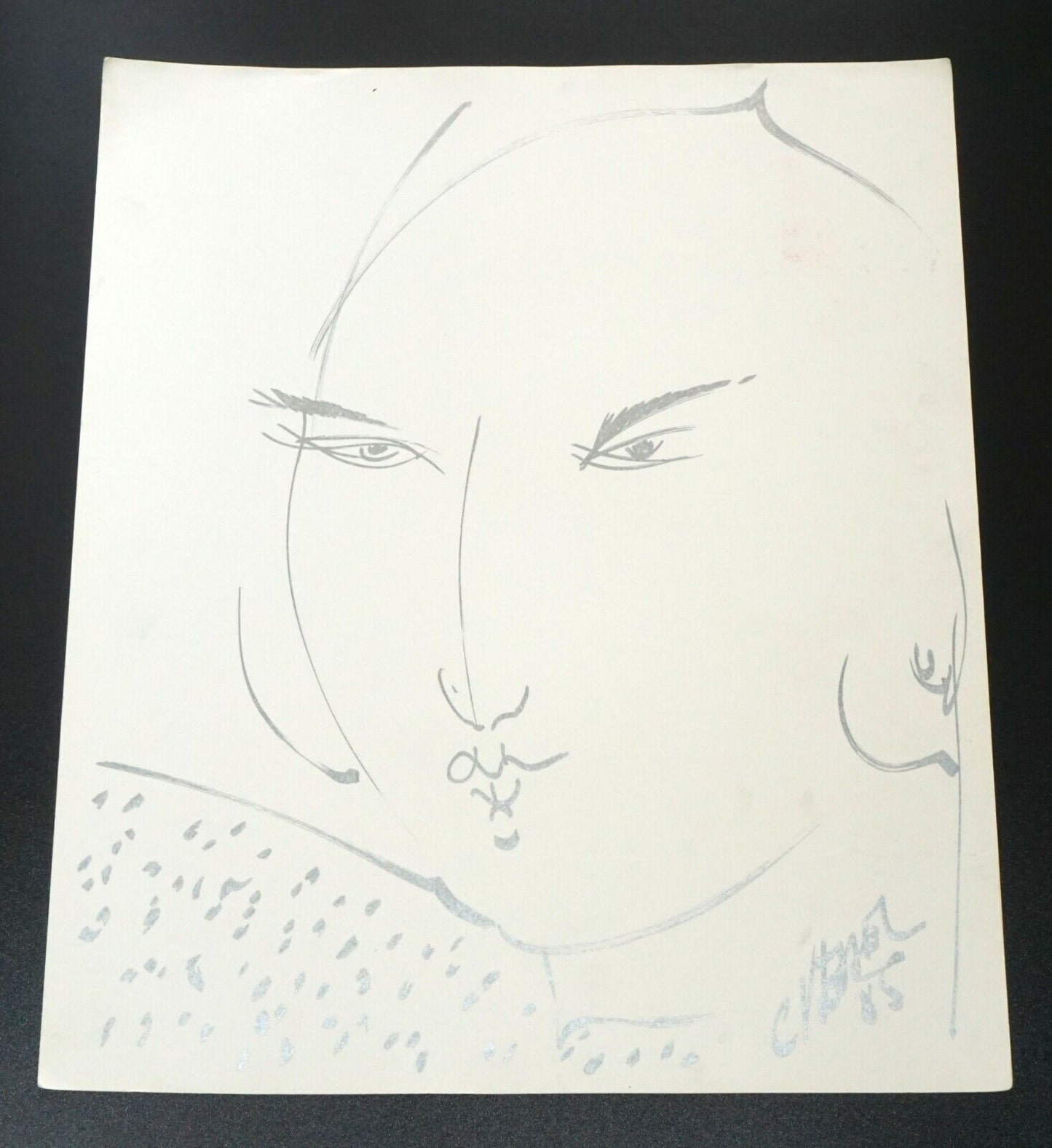 '85 France Hawaii Outsider Art Silver Pen Female Portrait Claude Vedel (EtJ)#44