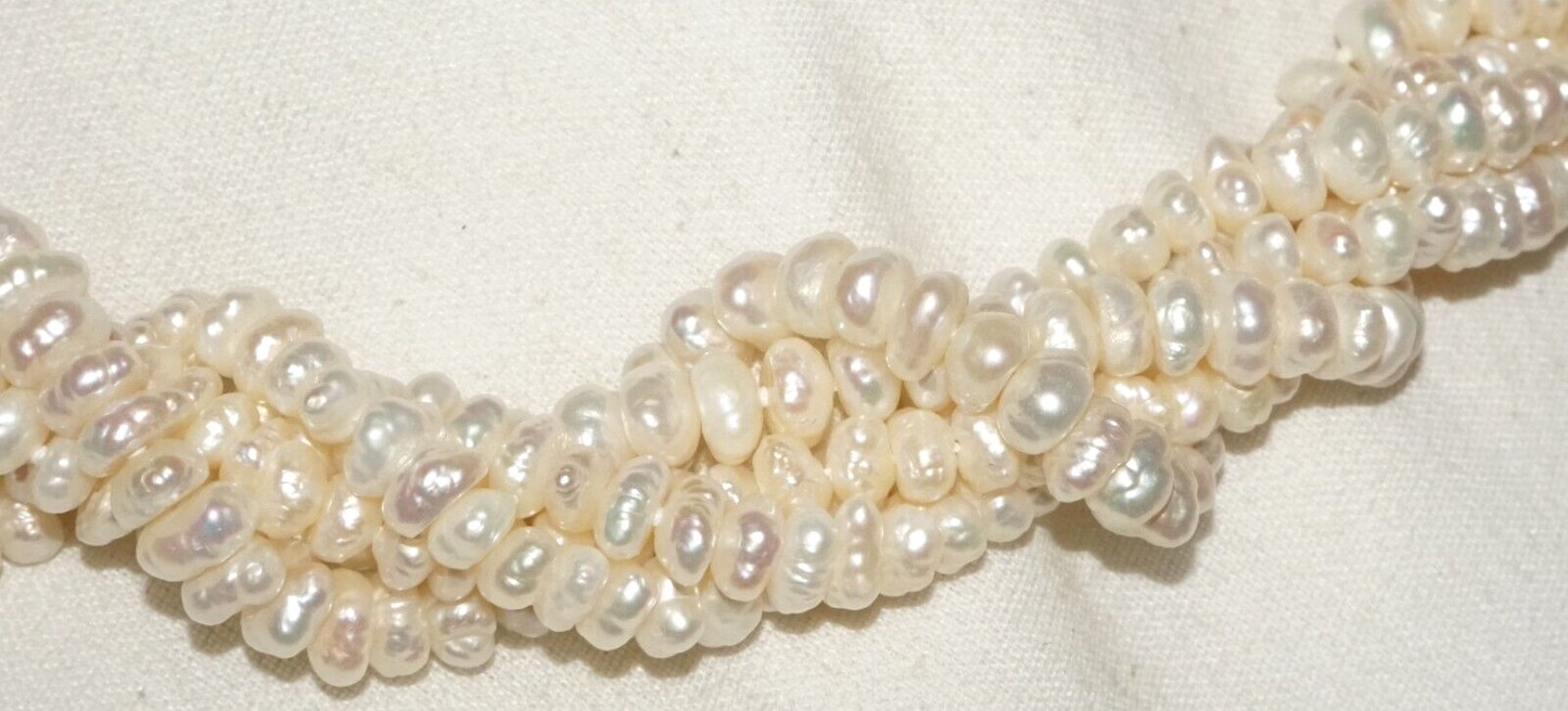 Vtg. 5x Strand Mini Baroque Pearl Necklace w. 14k Yellow Gold Clasp (GoB) #19