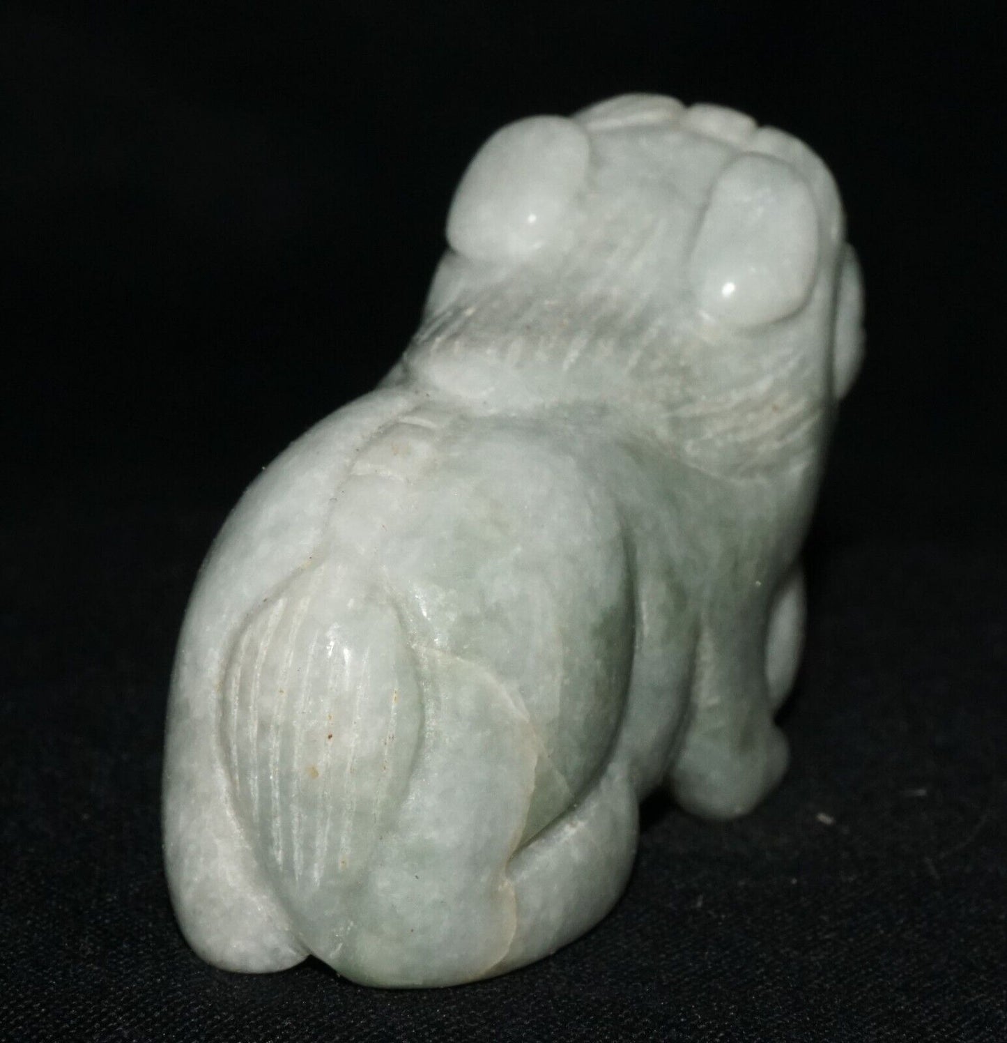 Vintage Chinese Jadeite Jade Carved Snuff Bottle w. Foo Dog & Ball (LeS) G17