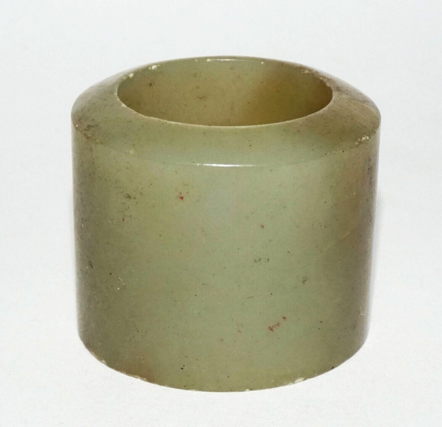 Antique Chinese Dark Celadon Green Nephrite Jade Archers Ring Sz.12 (LeS)R14