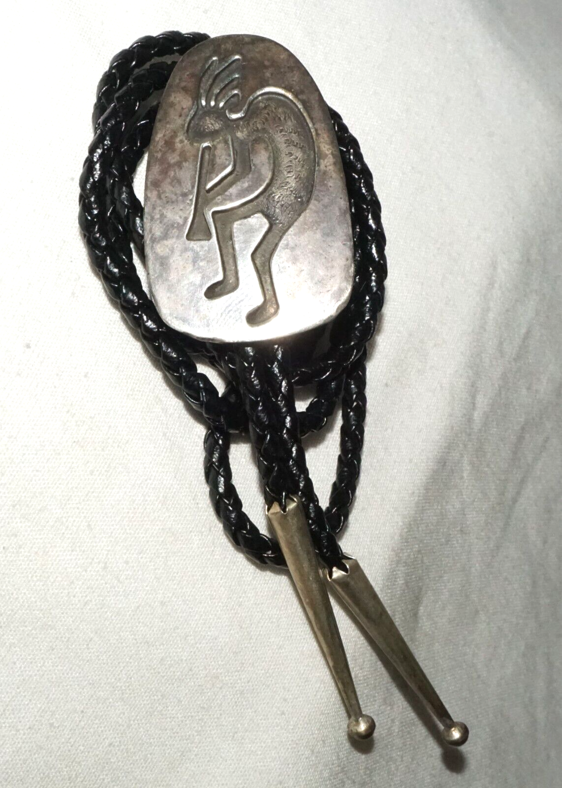 Vintage South Western Sterling Silver Kokopelli Motif Bolo Tie (KiL)