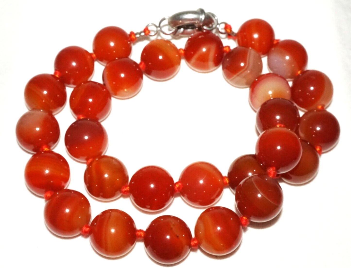 Vintage Chinese Semi Translucent Red Agate Bead Necklace 21" (InS)#L2