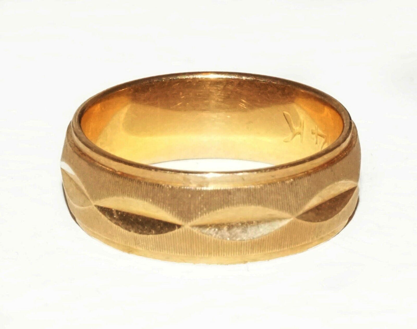 Vintage 14k Yellow Gold Wedding Band Ring Sz.5.5 w. Textured Design (BrM)#1