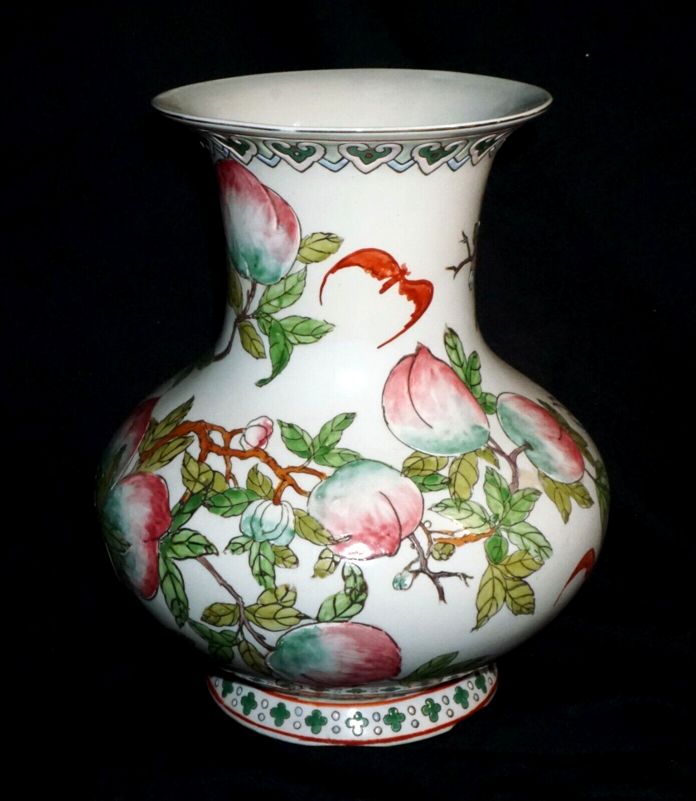 Chinese Pottery Vase w Peach Branch Motif in Enamels w. Yongzheng Mark (ChT) IC