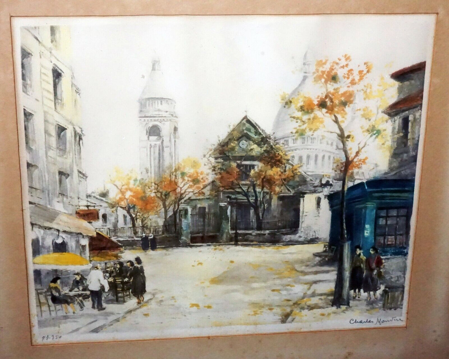 1920s French Color Print Paris Street Scene by Charles Blondin (1913-1991)(***)