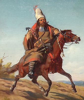 1910s Middle Eastern/Mongolian Oil Painting "Tribesman on a Horse" by Graf (Ber)