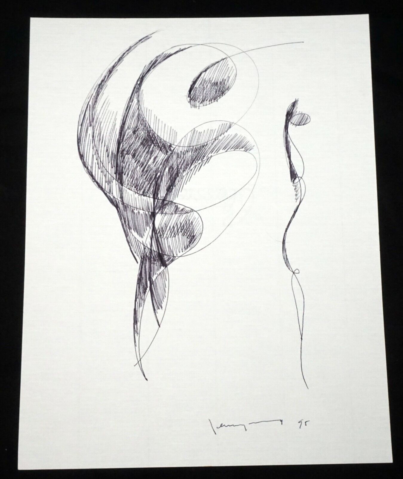 '95 Chinese Hawaii Abstract Drawing "Figures" John Chin Young (1909-1997)(SaJ)25