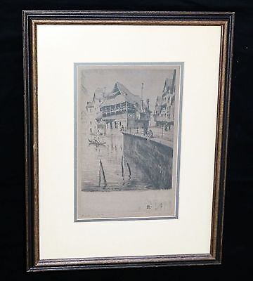 Vintage French Etching "Strasbourg les tanneurs" by illeg. Signed (Tam)