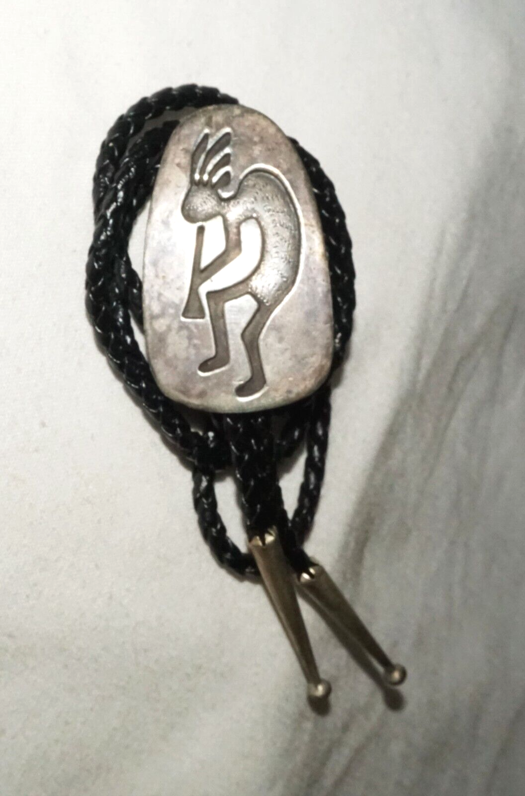 Vintage South Western Sterling Silver Kokopelli Motif Bolo Tie (KiL)