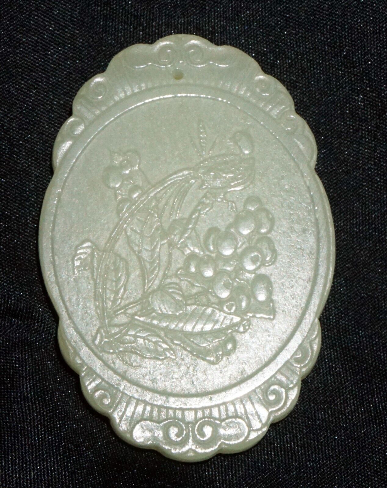 Modern Chinese Nephrite Jade Plaque Pendant w. Figure & Flower Motifs (---)