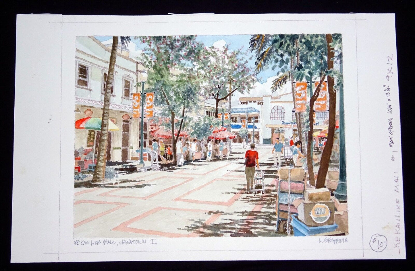 Original Hawaii Watercolor Painting "Kekaulike Mall, Chinatown" by L Segedin #10