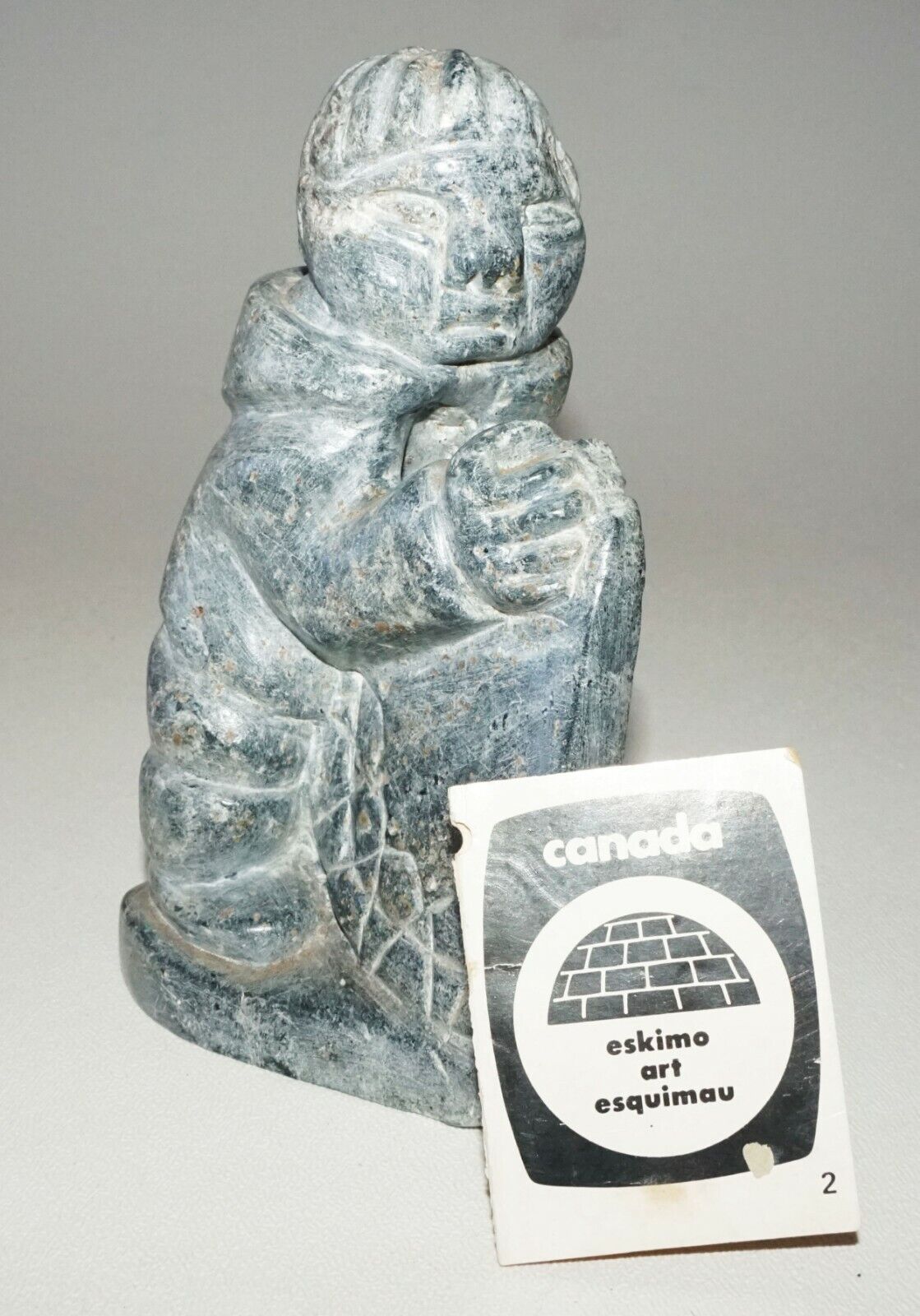 1980 Inuit Eskimo Sugluk Tribe Stone Carved Child by Lally Ohaituk (CLB)