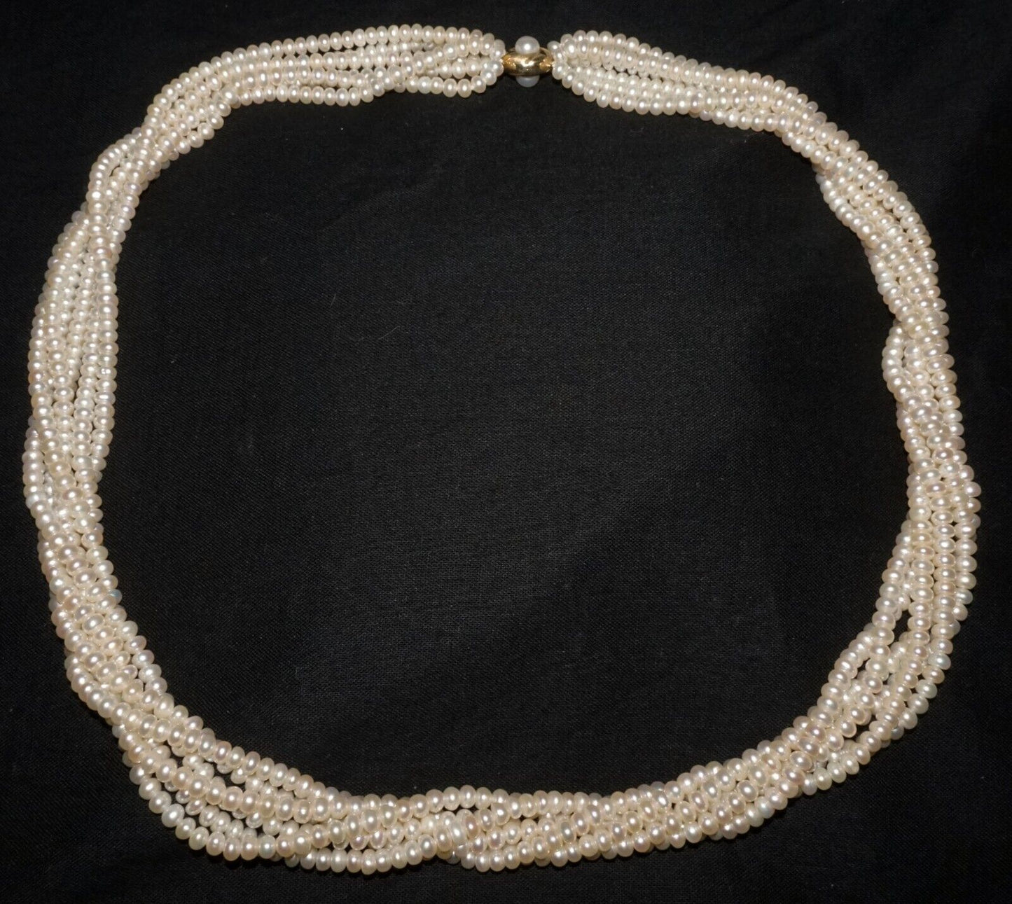 Vintage Matinee Length Freshwater Pearl Six Strand Necklace w. 14k Clasp (ShI)