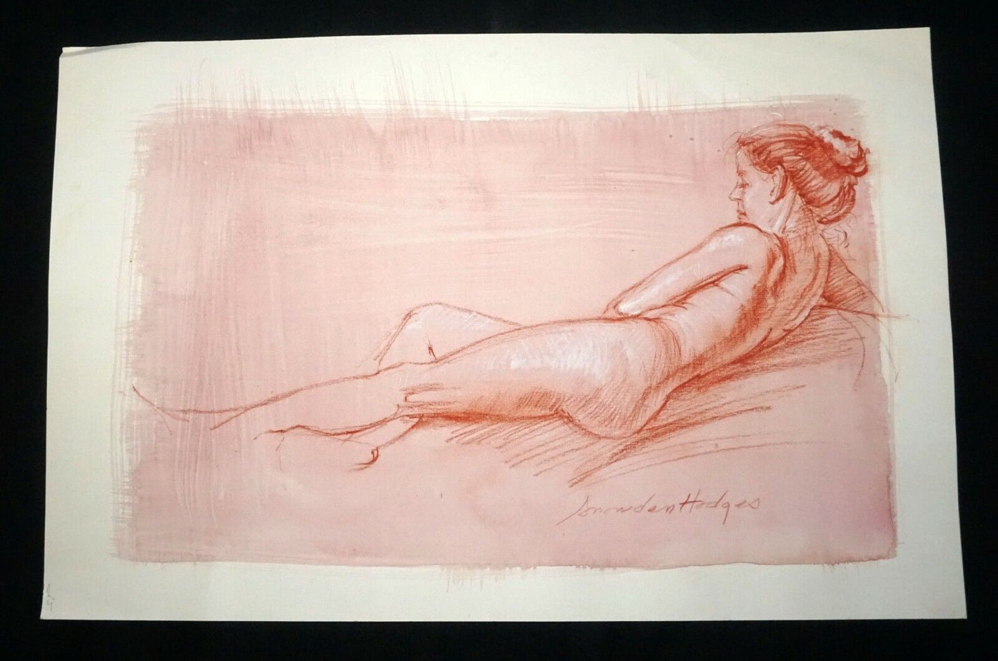 Hawaii Mixed Media Wash Painting Reclining Female Nude Snowden Hodges (Sho)#120