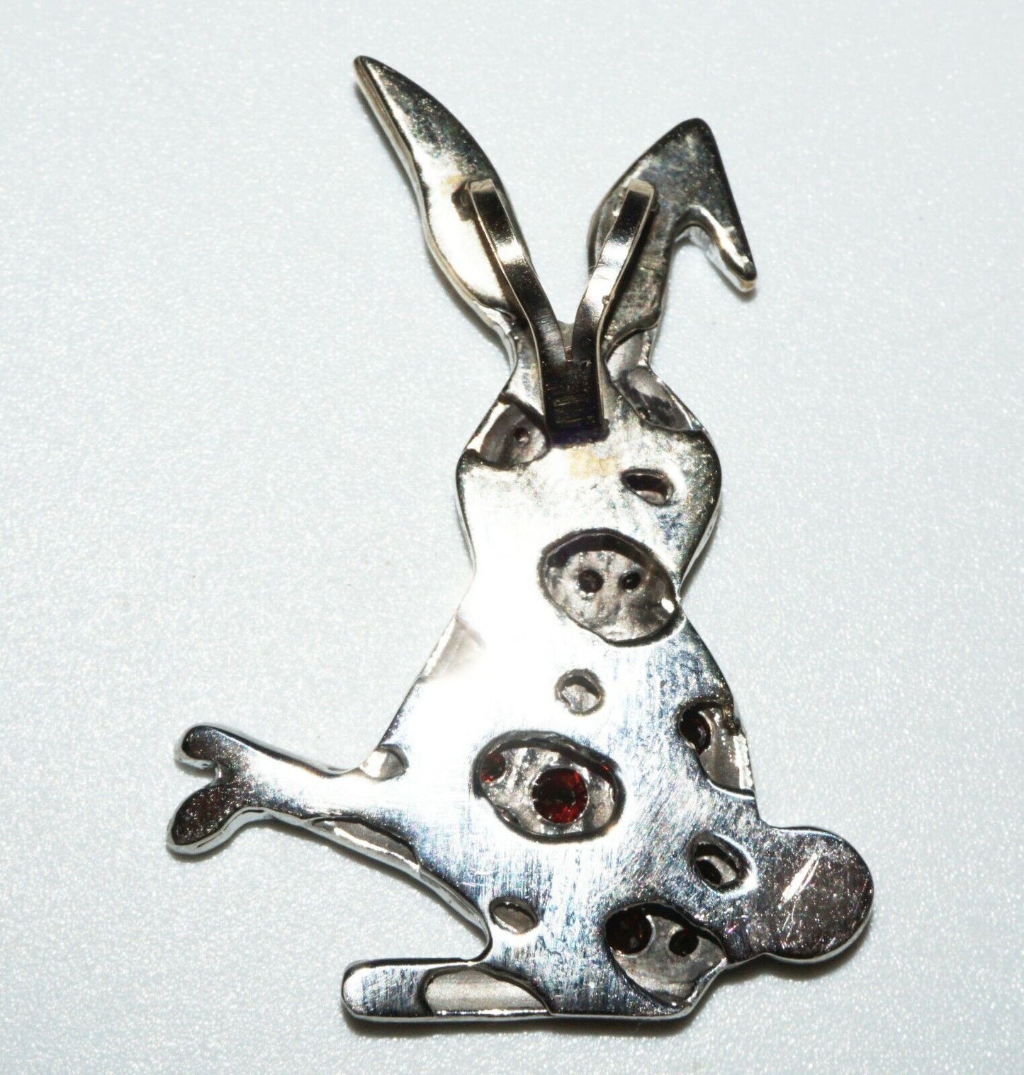 14K White Gold Flop Eared Bunny Pendant se w. 61x Multicolored Diamonds (FeO)#61