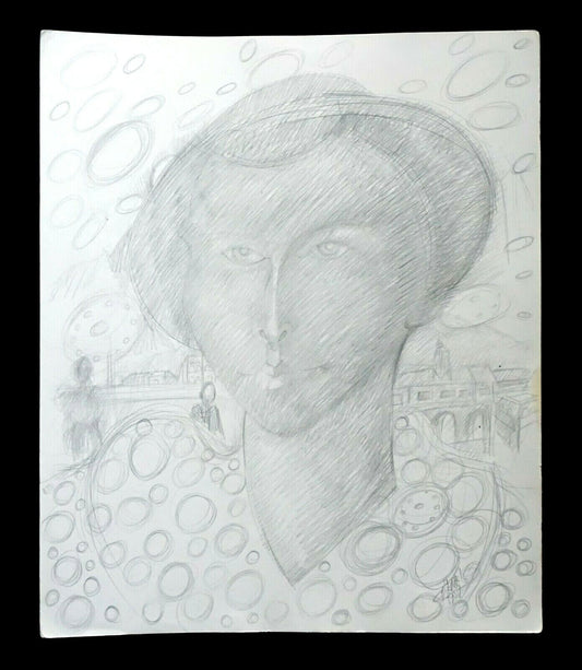France Hawaii Outsider Art Pencil Drawing Female Figure by Claude Vedel (EtJ)#5