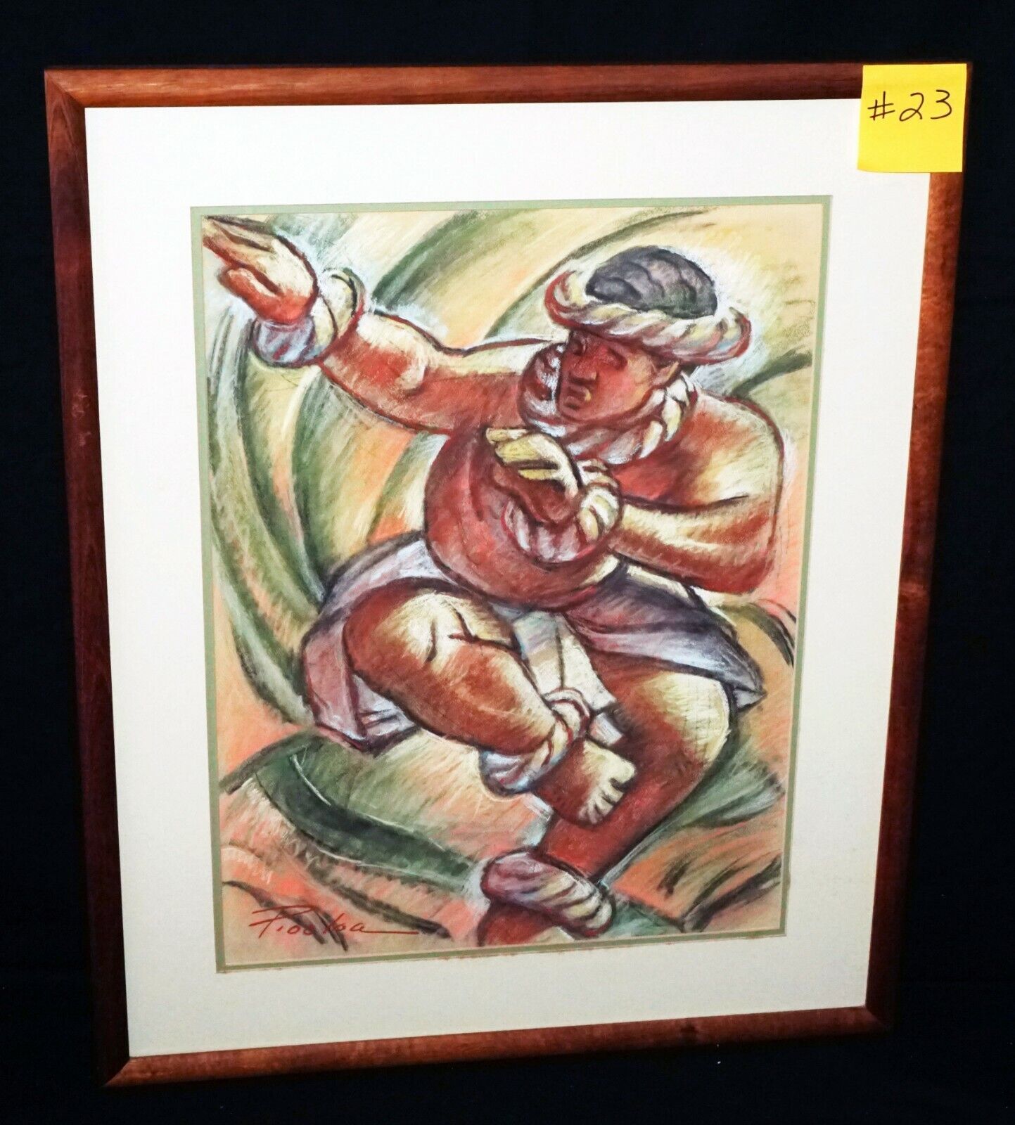 1990s Hawaii Pastel Painting Male Hula Dancer by Douglas Po'oloa Tolentino (***)