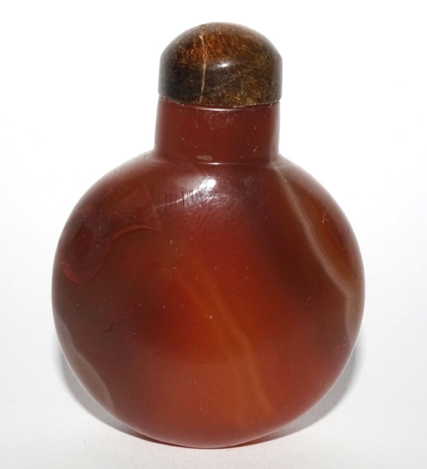 Vintage Chinese Red Banded Agate Snuff Bottle & Tigereye Stopper (LeS) G16