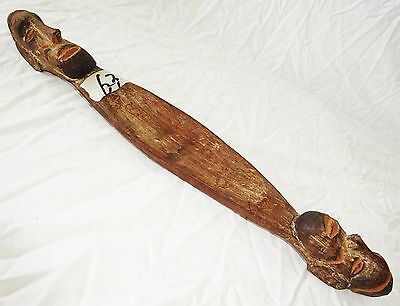 New Guinea Asmat Tribal Wooden Carved Pallet w. Ancestor Motif (Eic)